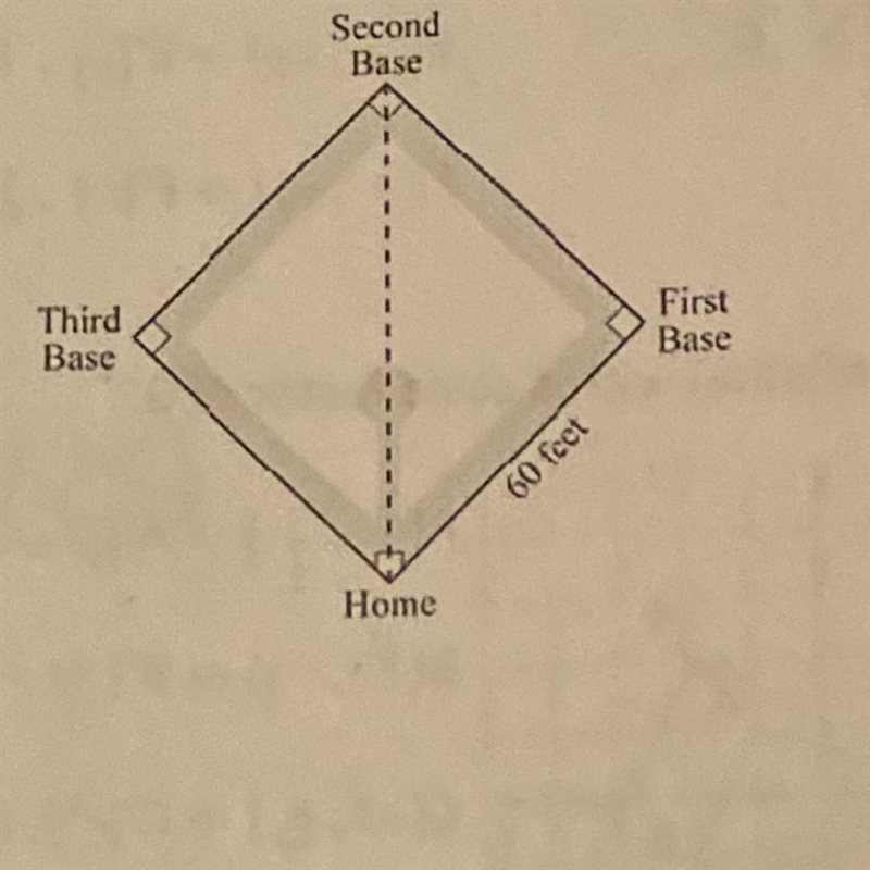 There are 60 feet between the bases on a softball diamond. How far does a catcher-example-1