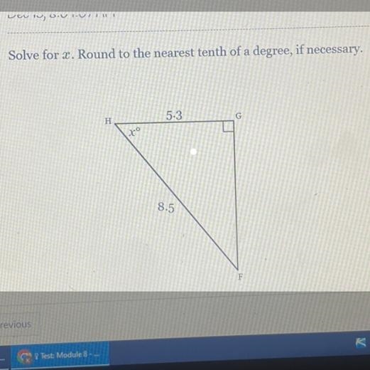 Solve for x. Round to the nearest tenth of a degree, if necessary.-example-1