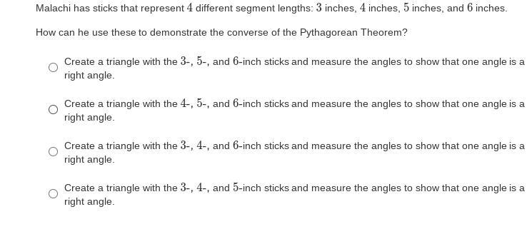 Malachi has sticks that represent 4 different segment lengths: 3 inches, 4 inches-example-1