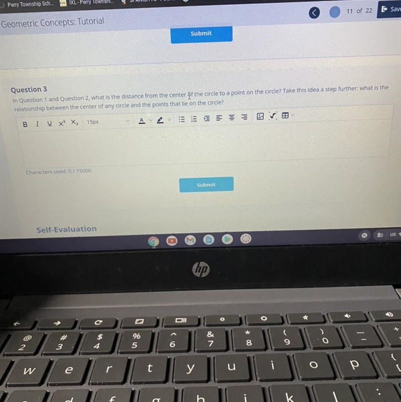 In Question 1 and Question 2, what is the distance from the center if the circle to-example-1