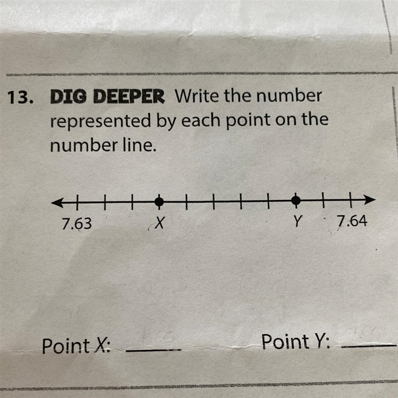 13. DIG DEEPER Write the number represented by each point on the number line. &lt-example-1