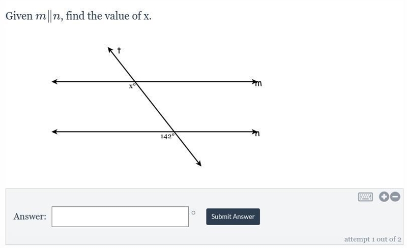 Give m||n , find the value of x-example-1