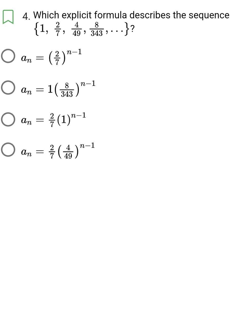 Which explicit formula describes the sequence use the picture for the full question-example-1