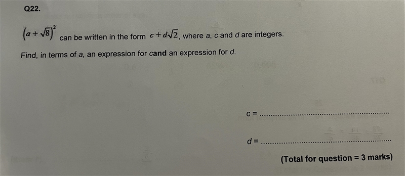 Find an expression for c and an expression for d in terms of a-example-1