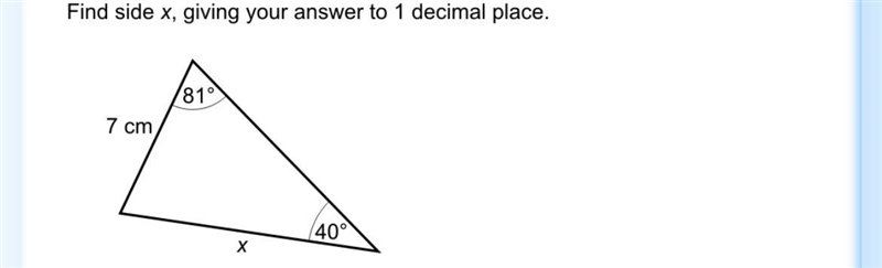 Find side x to one decimal place-example-1