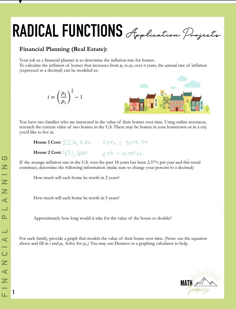 How do I find the equation to graph housing inflation over time if the inflation rate-example-1