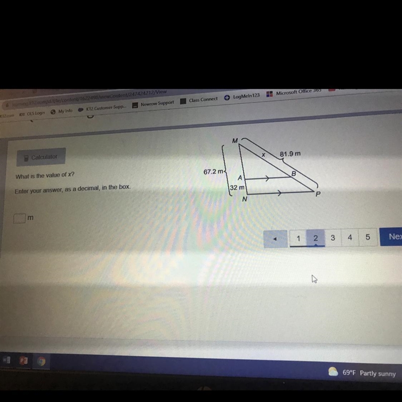 What is the value of x? Enter your answer, as a decimal, in the box.-example-1