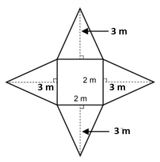 A monument in a park is shaped like a square pyramid. The dimensions are shown in-example-1