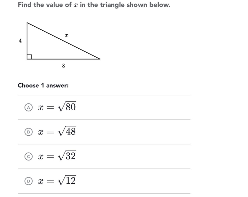 Find the value of x in the triangle below-example-1