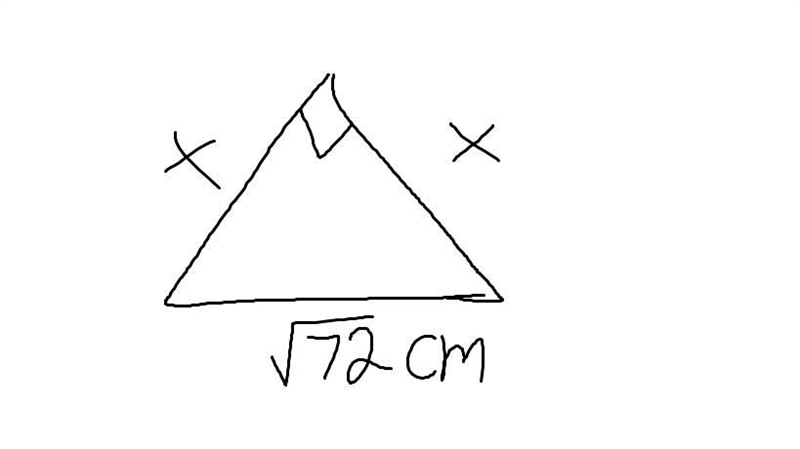 In a right isosceles triangle, the lengths of both legs are equal. For the given isosceles-example-1