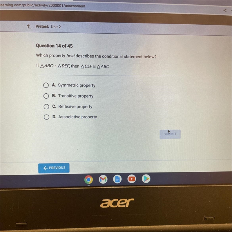 Which property best describes the conditional statement below?If AABC= \ DEF, then-example-1