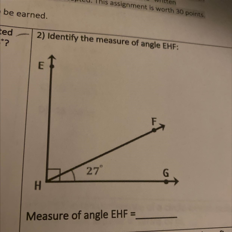 Identify the measure of angle EHF. Please show ur work Bc I have too !!!-example-1