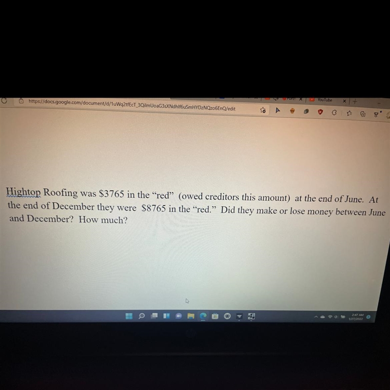 Solve the following word problem using positive and negative numbers(please help)-example-1