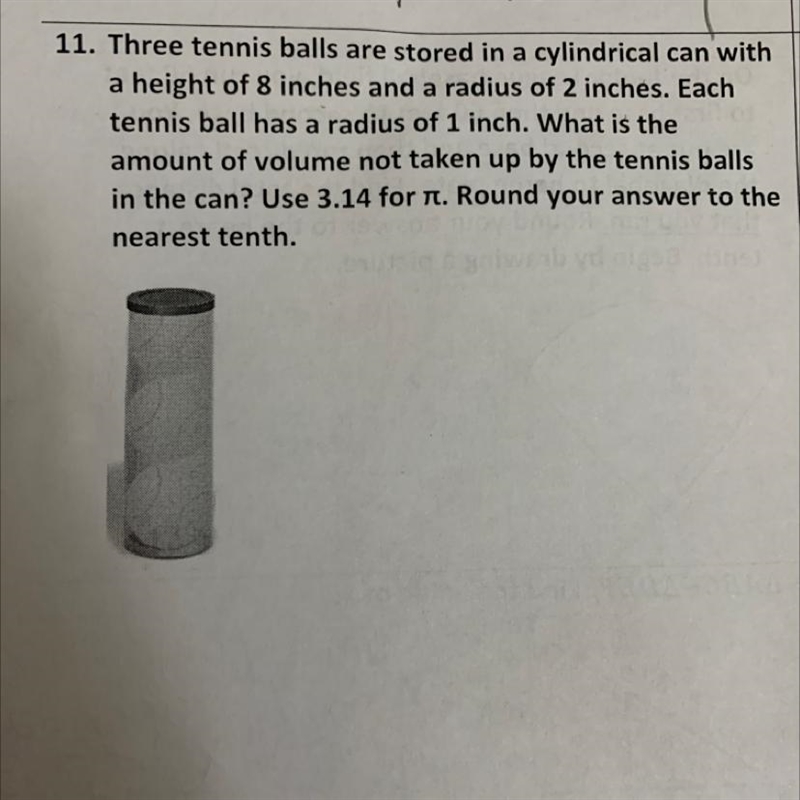 Three tennis balls are stored in a cylindrical can with a height of 8 inches and a-example-1