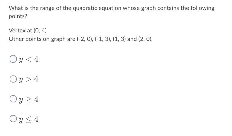 Please Help !!! its a math problem What is the range of the quadratic equation whose-example-1