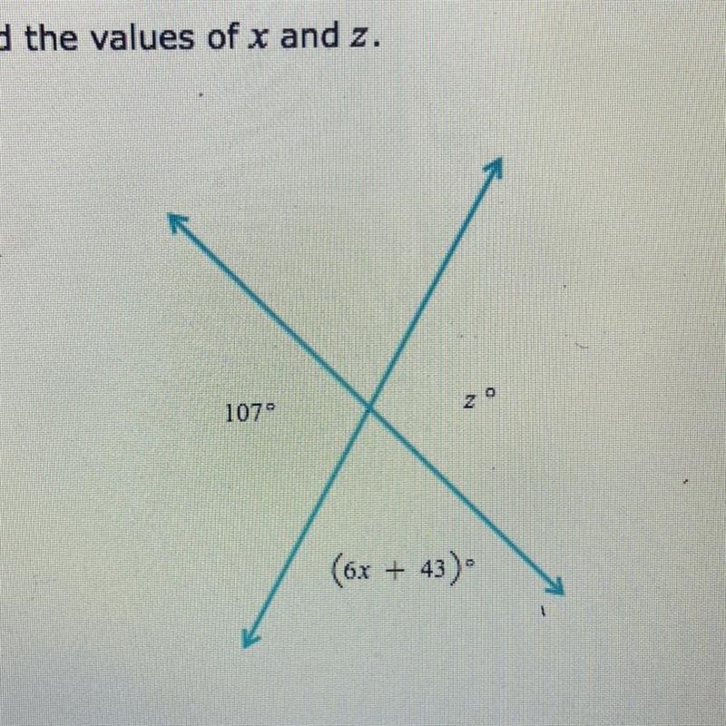 Given the figure below, find the values of x and z.-example-1