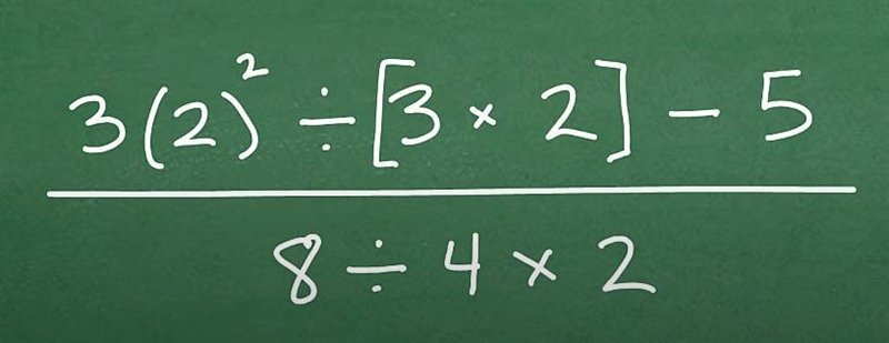 3 (2) ^2 divide [3 x 2] - 5__________________ 8 divide 4 x 2-example-1