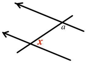 The angle marked a = 120°. Work out the value of x. The diagram is not drawn accurately-example-1