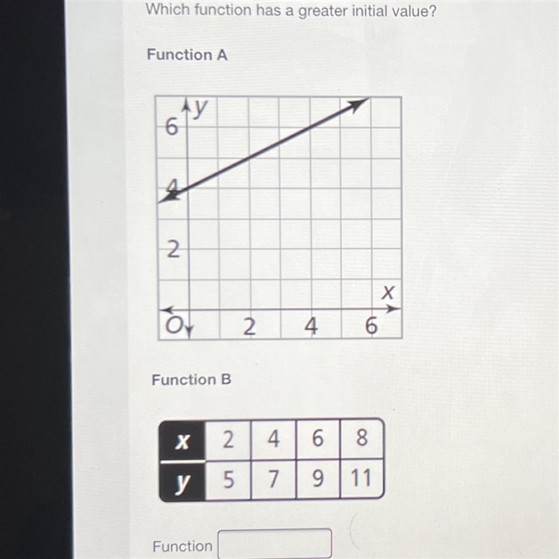 Which function has a greater initial value.-example-1