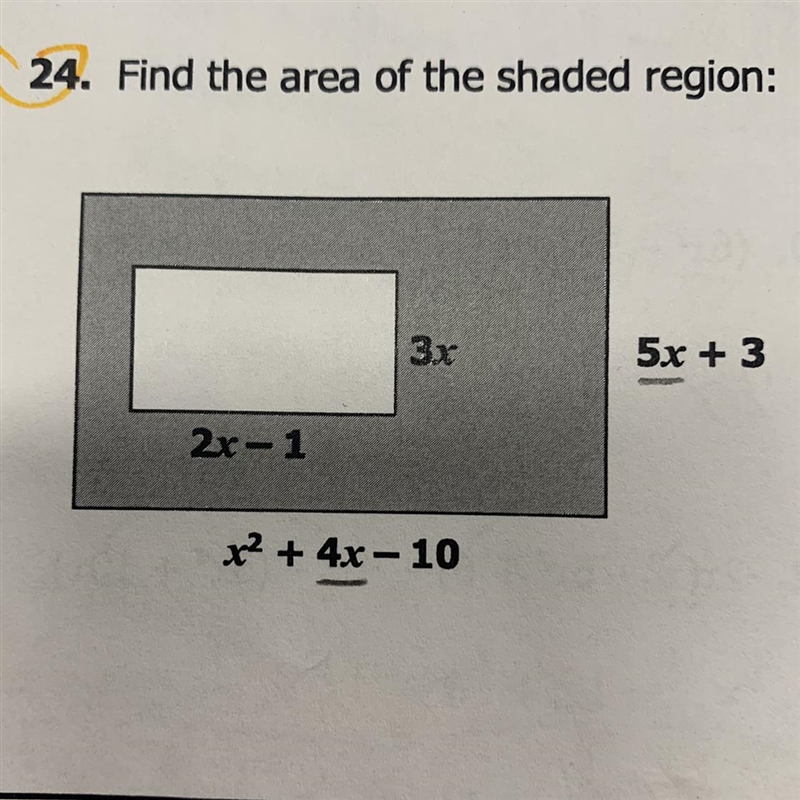 24. Find the area of the shaded region:-example-1