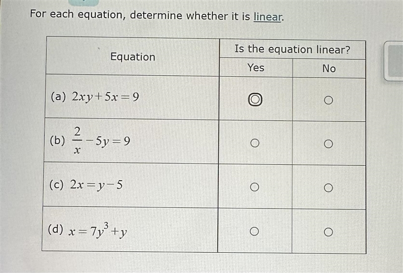 Determine which equation is linear-example-1