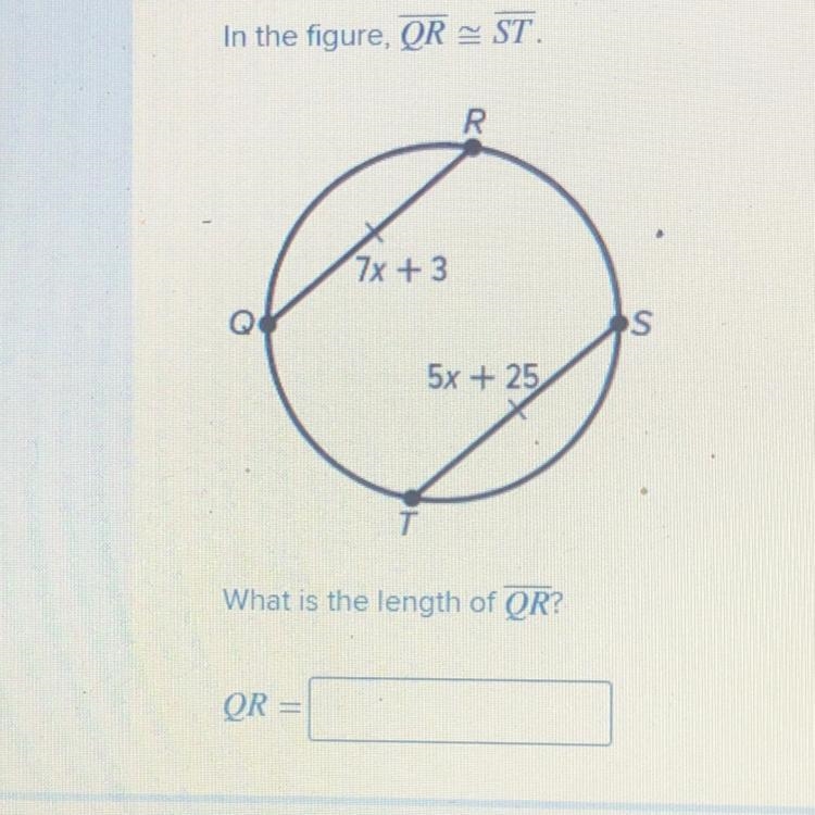 In the figure QU=ST What is the length of QR?-example-1