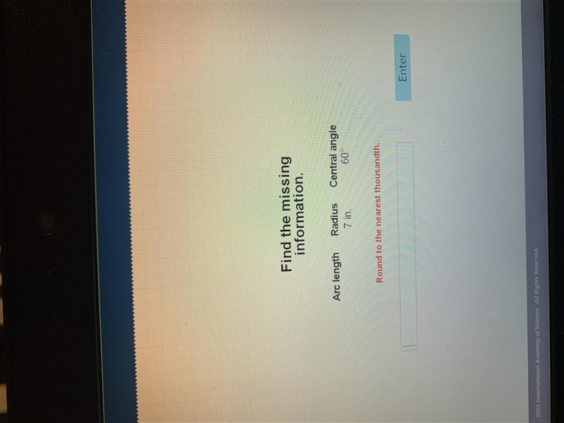 PLEASE PLEASE PLEASE PLEASE HELP find the missing information arc length ?????? radius-example-1