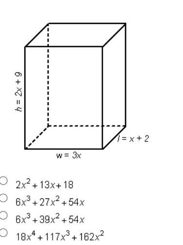 The volume of a rectangular prism is given by the formula V = lwh, where l is the-example-1