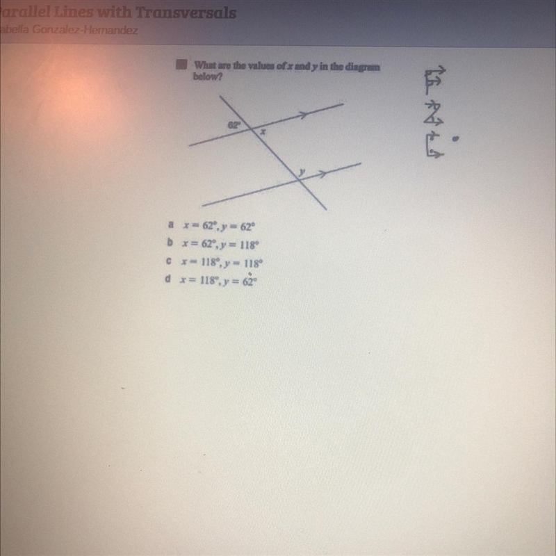 What are the values of x and y in the diagram below-example-1