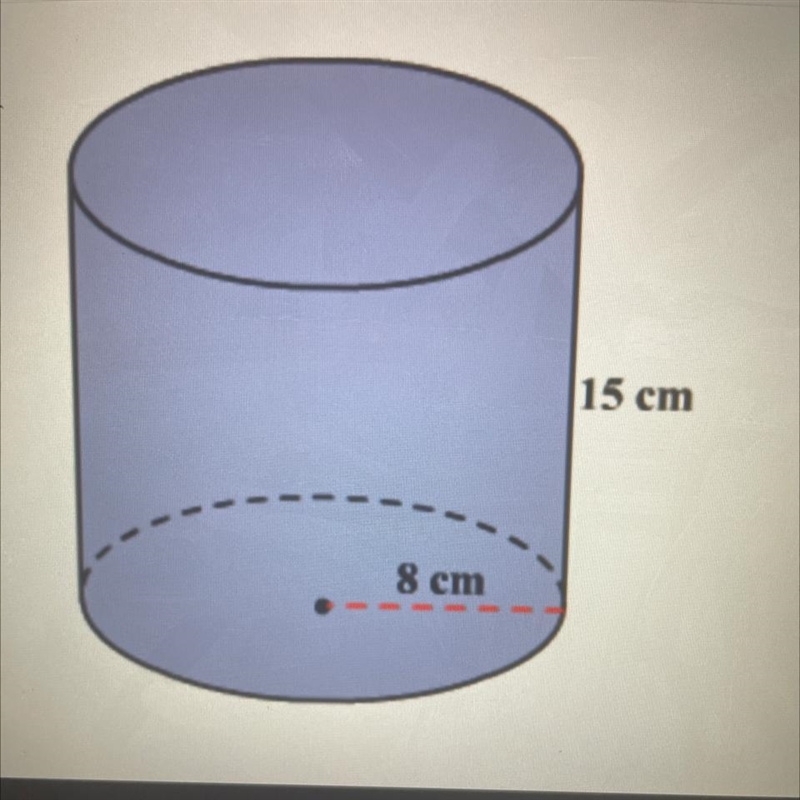 Find the volume of the following cylinder. (Use pi=3.14) V=\ cm.-example-1