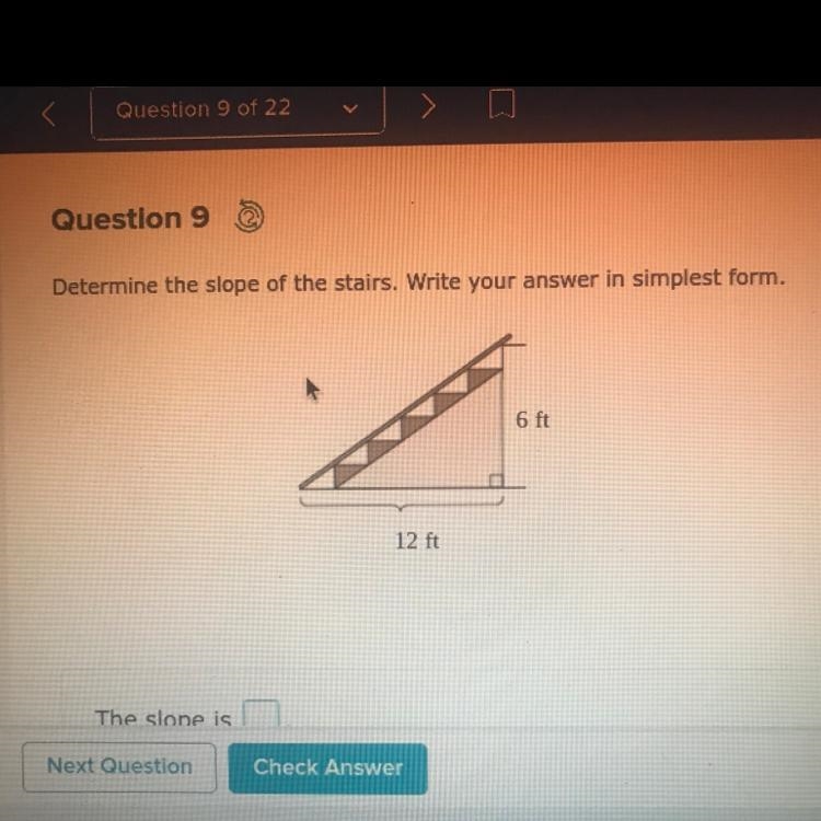 Can someone explain how you find the slope of stairs-example-1