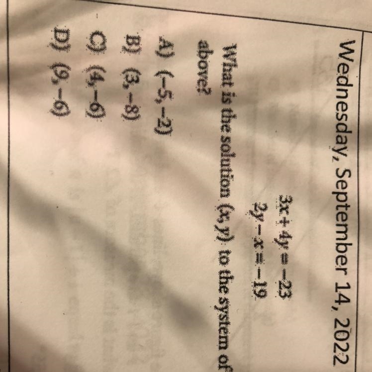 What is the solution (x,y) to the system of equations above?-example-1