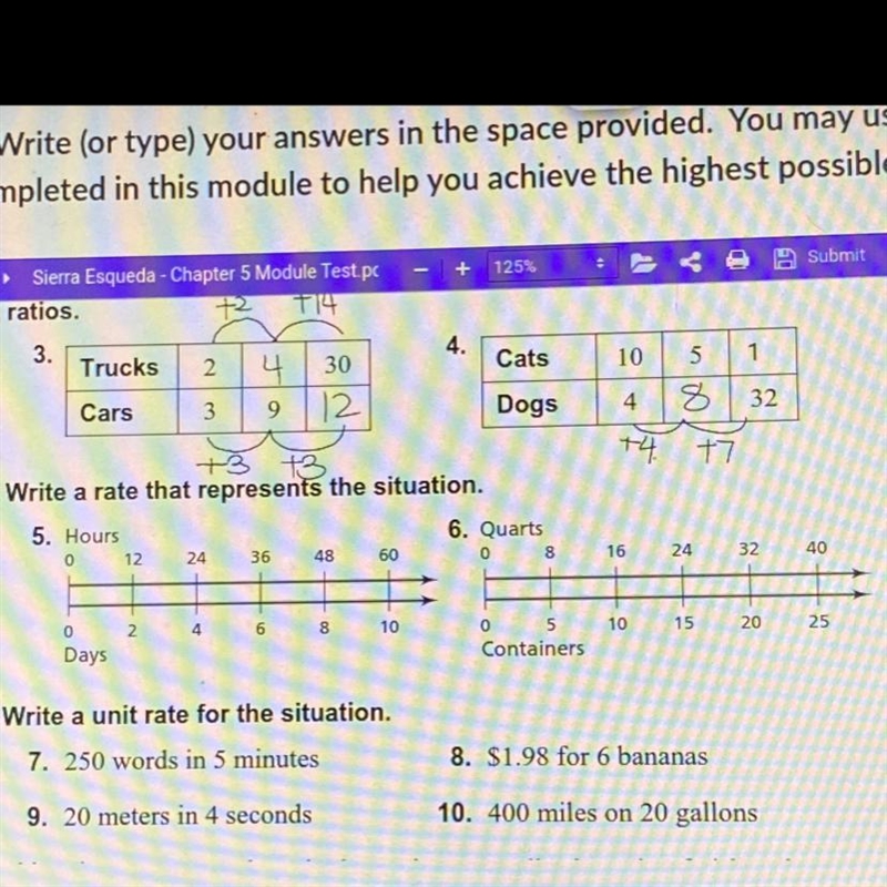 Write a rate that represents the situation. Need help on 5 & 6-example-1