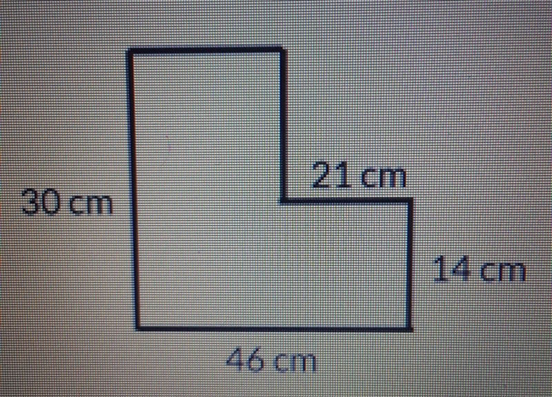 PLEASE HELP due today In this polygon, all angles are right angles. 21 cm 30 cm 14 cm-example-1