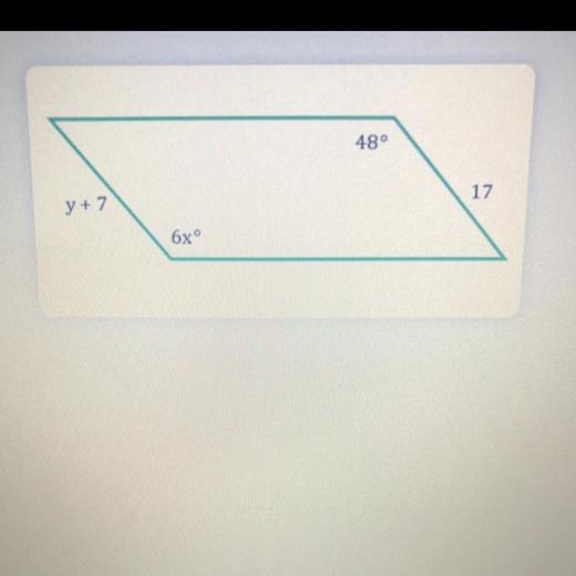 Consider the parallelogram below. Find the value of y. Enter each line of work as-example-1