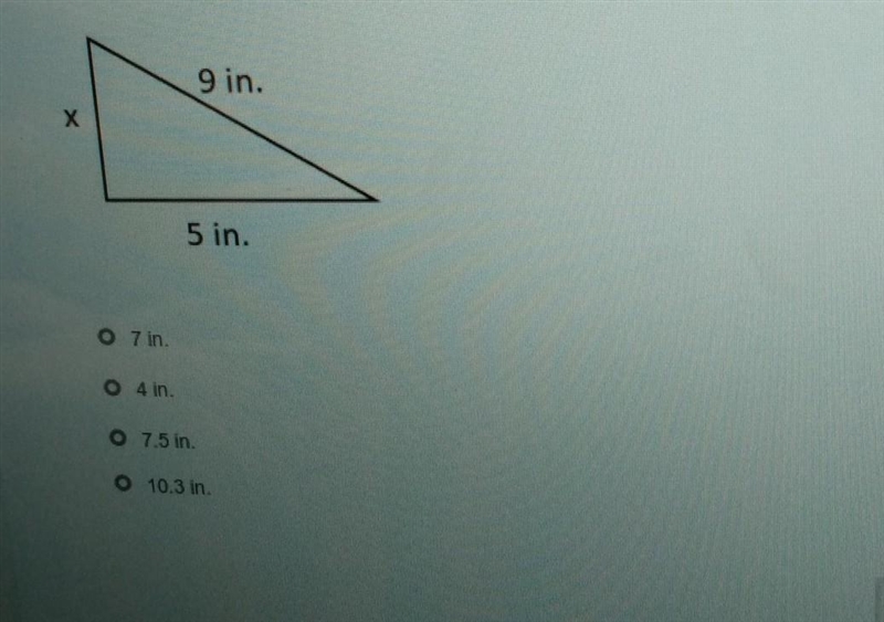 What is the approximate length of the missing side of the right triangle shown?-example-1