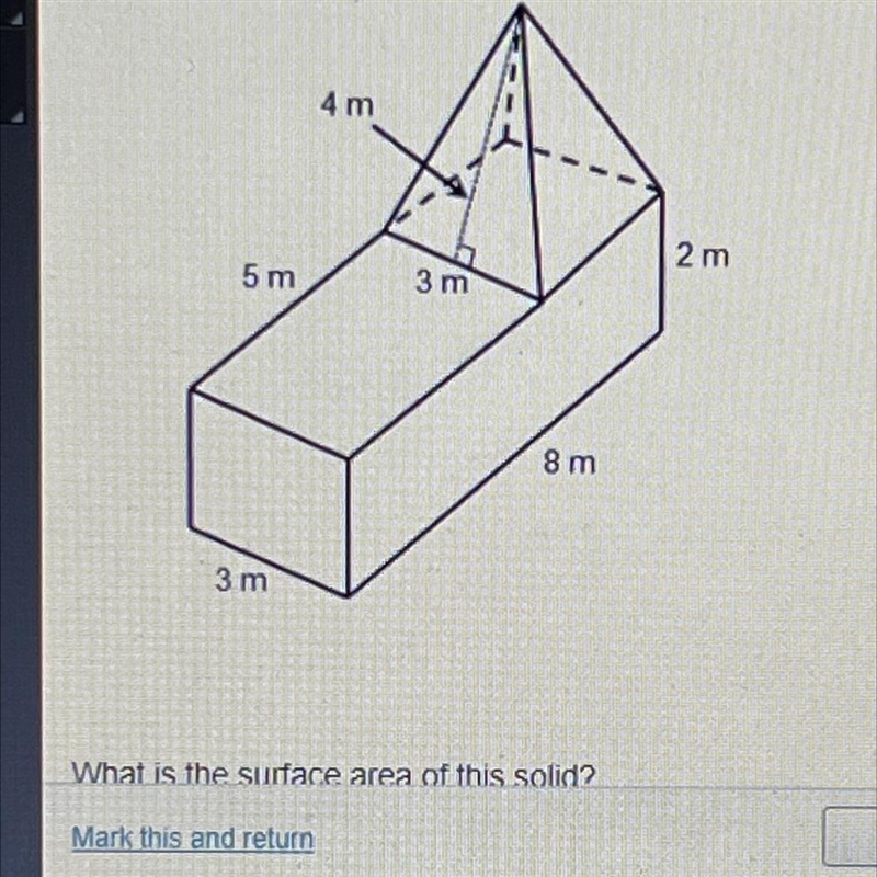 What is the surface area of this solid? _______ square meters o 101 o 107 o 116 o-example-1