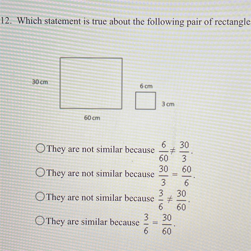 Which statement is true about the following pair of rectangles?-example-1