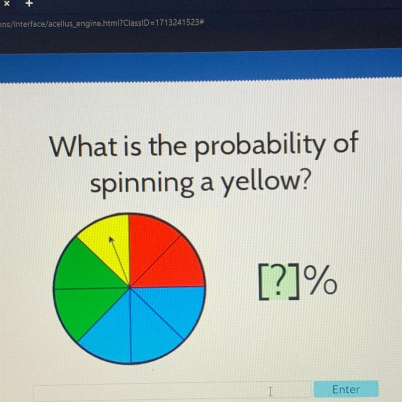 What is the probability of spinning a yellow? [?]%-example-1