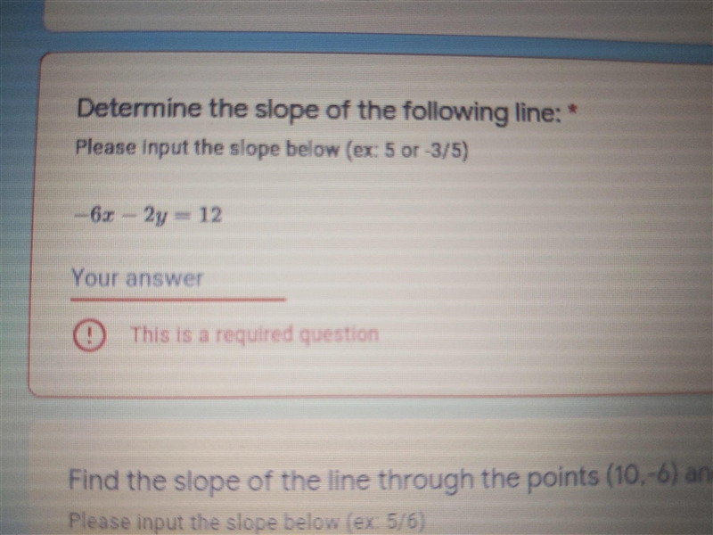 What is the answer to -6x - 2y = 12-example-1