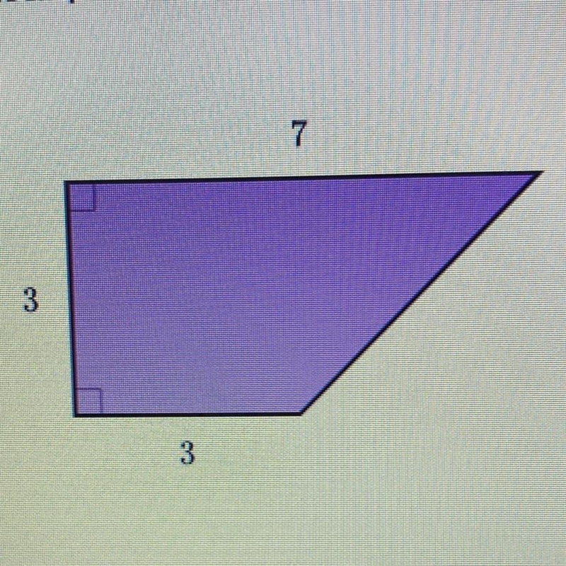 Find the area of the shape shown below. 7 3 3-example-1