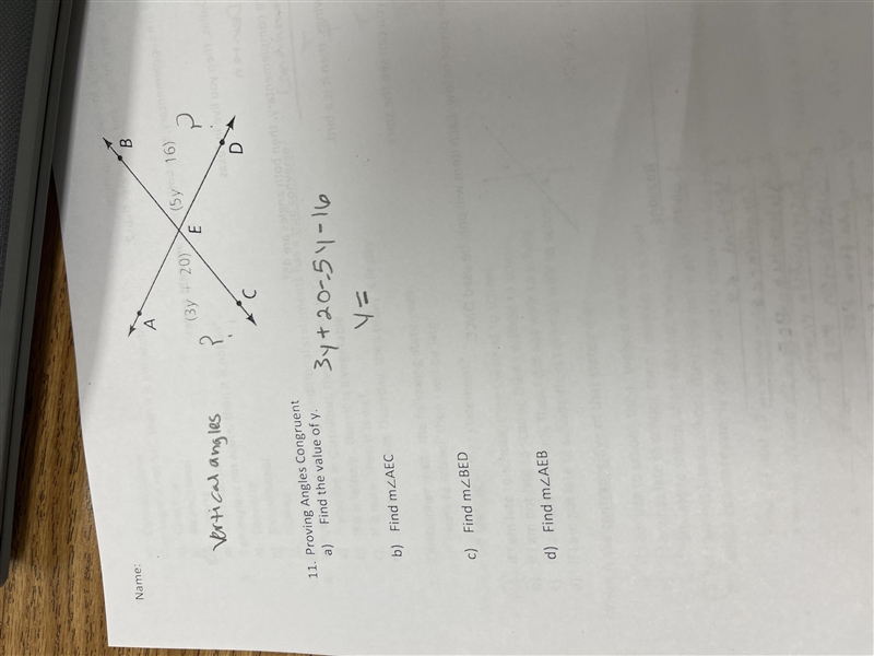 What is y if 3y+20=5y-16-example-1