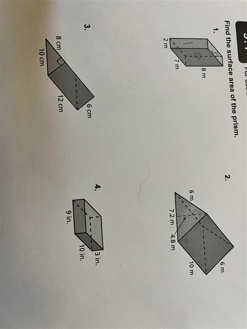 How do I find the surface area of 2 and 3 Plss helpppp-example-1