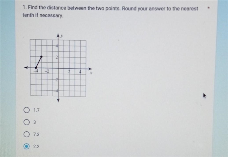 1. Find the distance between the two points. Round your answer to the nearest tenth-example-1