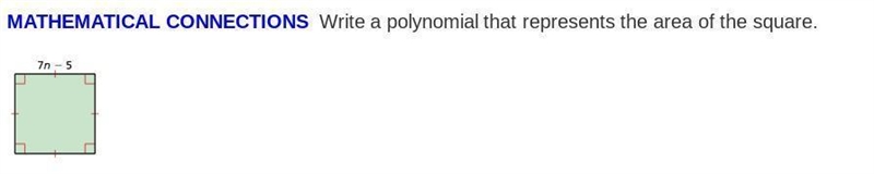 MATHMATICAL CONNECTIONS (IM2) : Write a polynomial that represents the area of the-example-1