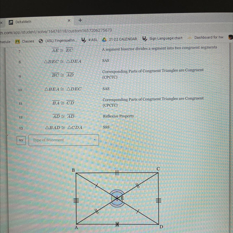 Given: AC BD and AC and BD bisect each other. Prove: BE EC-example-1