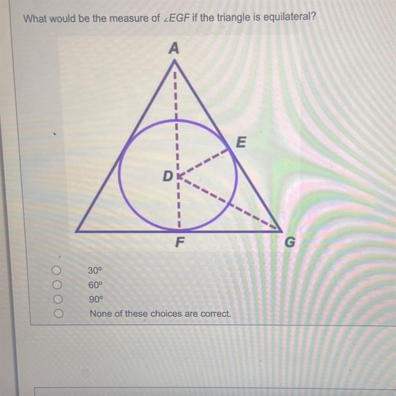 What would be the measure of 30° 60° 90° None of these choices are correct.-example-1