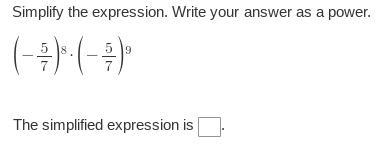 Simplify the expression. Write your answer as a power. The simplified expression is-example-1