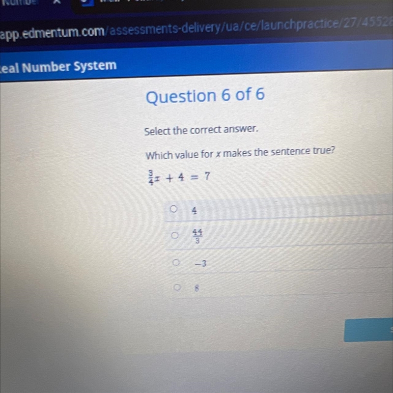 Which value for x makes the sentence true? 3 4 1+ 4 = 7 0 0 0 521 44 3 co -3-example-1