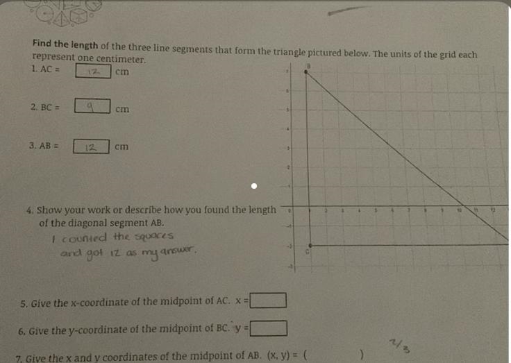 Find the length Of the three line segments that form the triangle pictured below. The-example-1